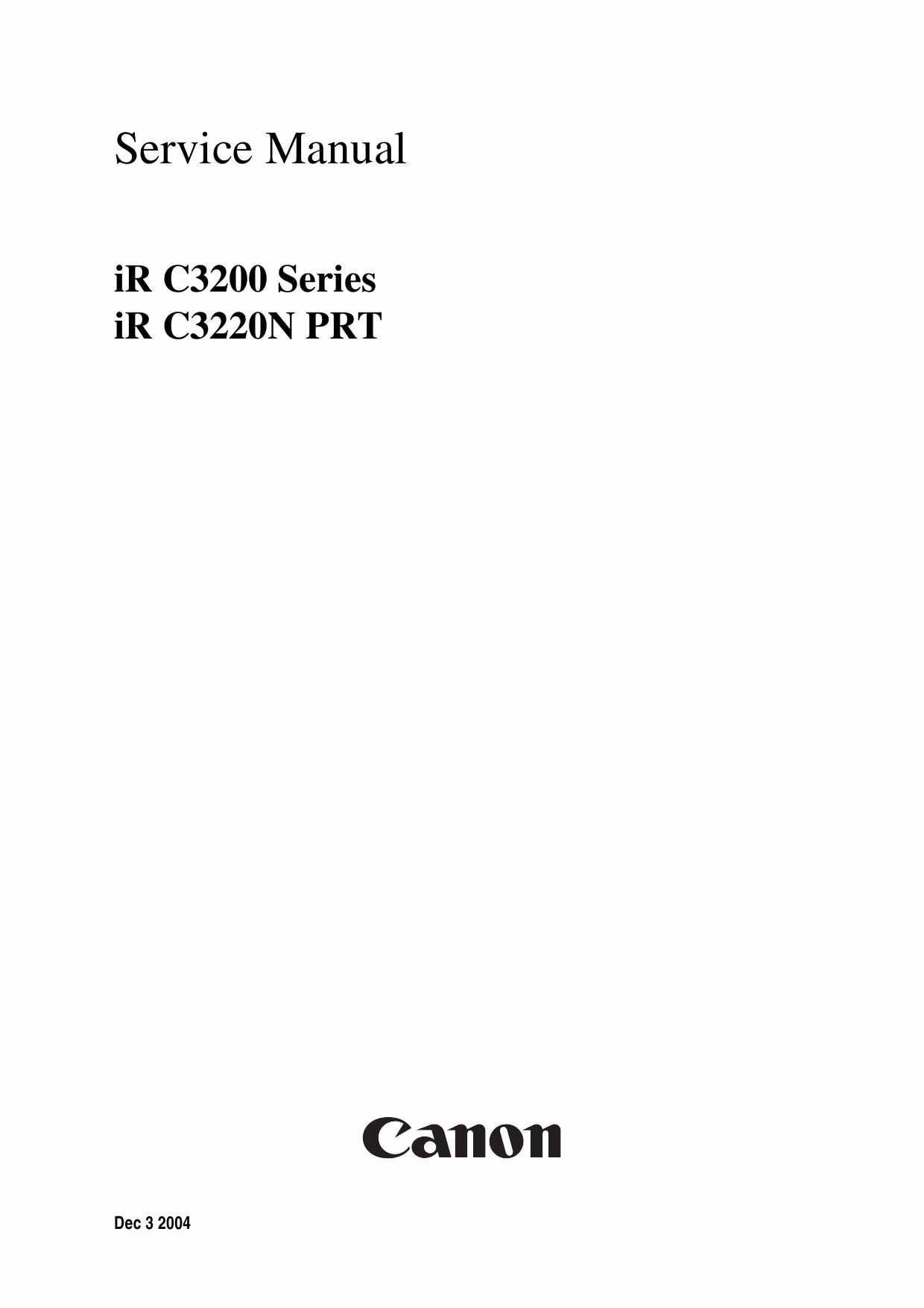 Canon imageRUNNER iR-C3200 C3200N Parts and Service Manual-1